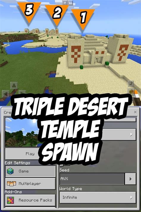 Triple Desert Temple Seed for Pocket Edition! | Desert temple, Minecraft blueprints, Minecraft ...