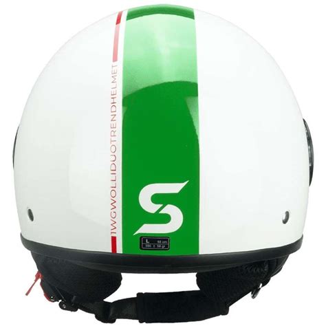 Demi Jet Ska P Wi Wolli Italia Motorcycle Helmet White Red Green For