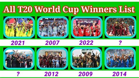 Icc T20 World Cup Winners List Of All Seasons T20 World Cup Winners