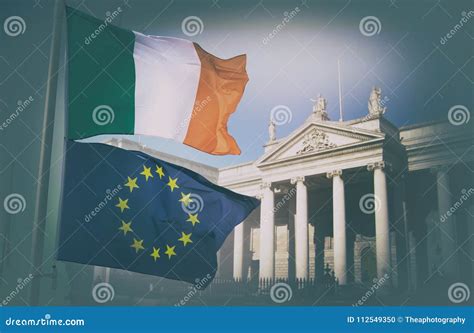 EU and Ireland flags stock photo. Image of european - 112549350