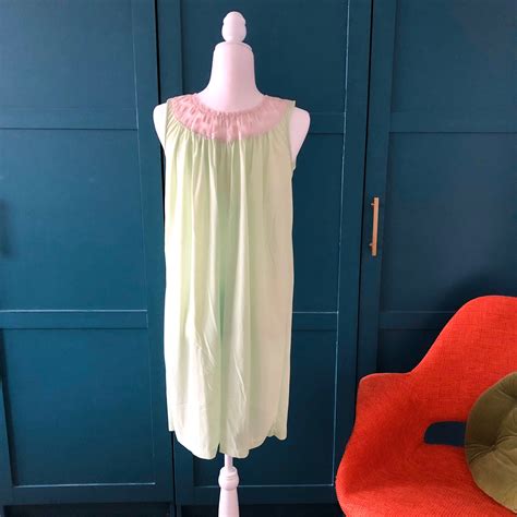 Vintage S Lingerie Set Mid Century Lime Green With Lace Etsy