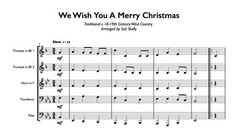 Seb Skelly We Wish You A Merry Christmas Brass Quintet Sheet Music