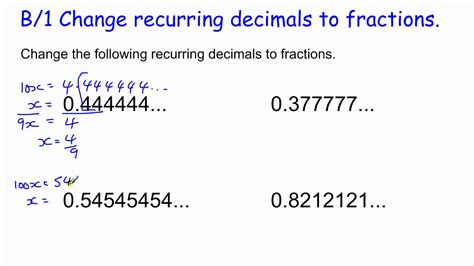 Gcse Core Maths Skills B Changing Recurring Decimals To Fractions