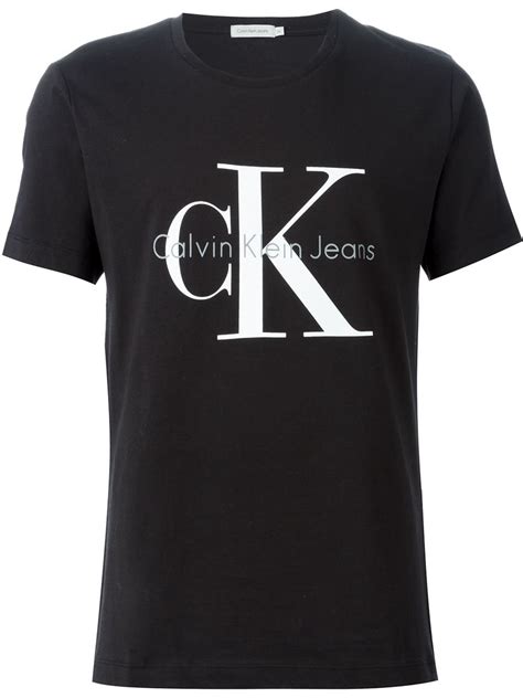 Lyst Calvin Klein Logo Print T Shirt In Black For Men