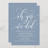 Oh Yes We Did Wedding Elopement Dinner Party Invitation Zazzle