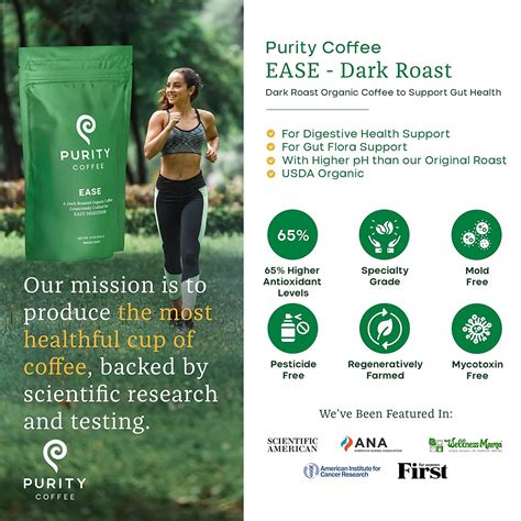 Purity Coffee EASE Dark Roast Low Acid Organic Whole Bean Coffee - USDA