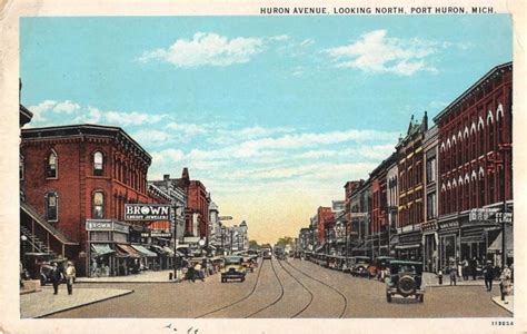 Port Huron Michigan Huron Avenue Looking North Antique Postcard V17773 ...