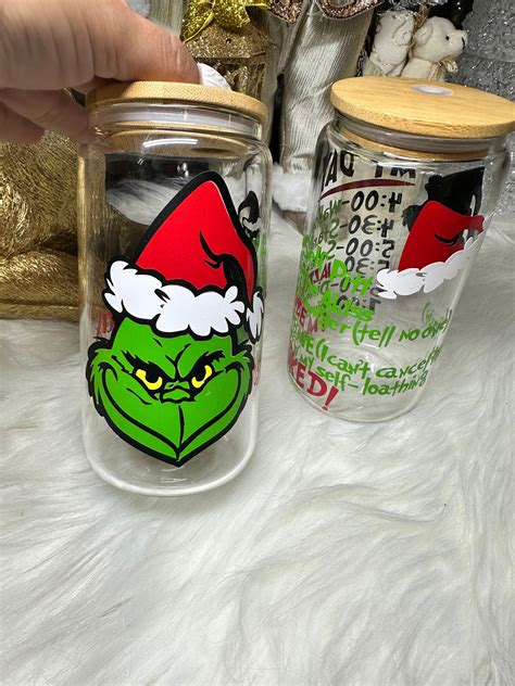 Mr Grinch Glass Cup Merry Grinchmas Christmas T The Grinch Stole