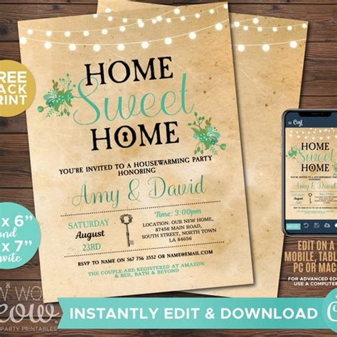 Rustic Housewarming Invitation Home Sweet Home New House Etsy