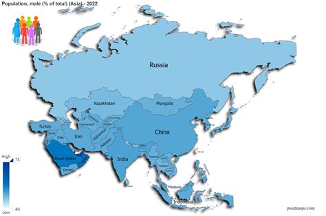 Population Male Percentage Of Total On Asia Map