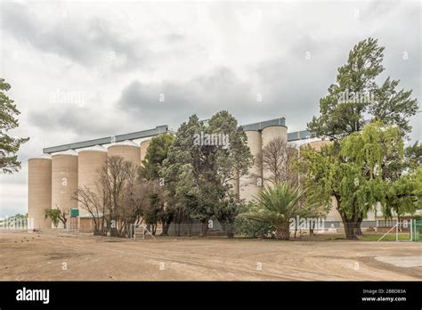 WINBURG, SOUTH AFRICA - MARCH 1, 2020: A street scene, with grain silos ...