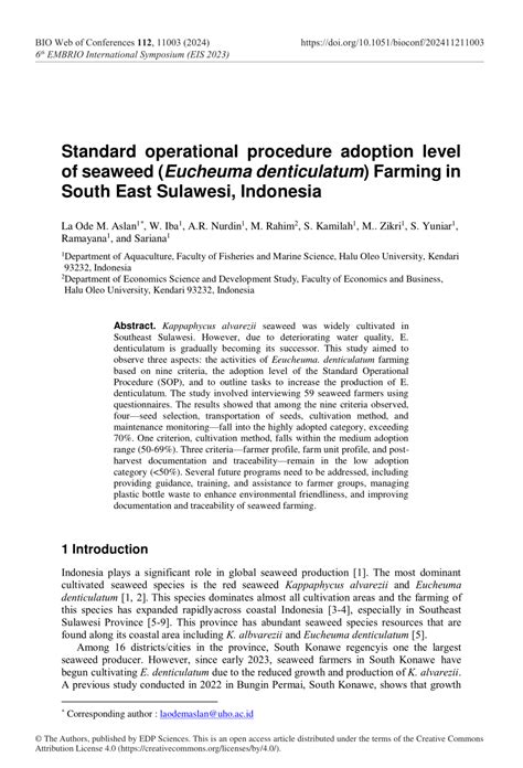 (PDF) Standard operational procedure adoption level of seaweed ...