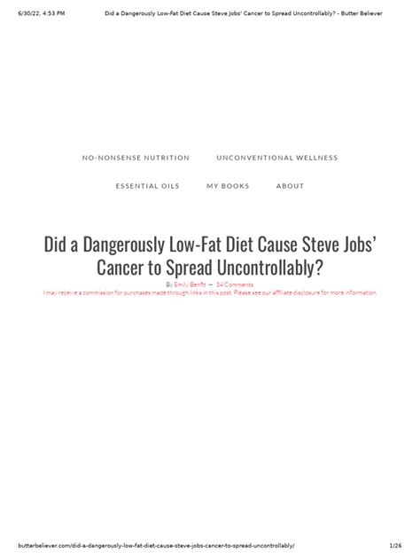 Did A Dangerously Low-Fat Diet Cause Steve Jobs' Cancer To Spread ...