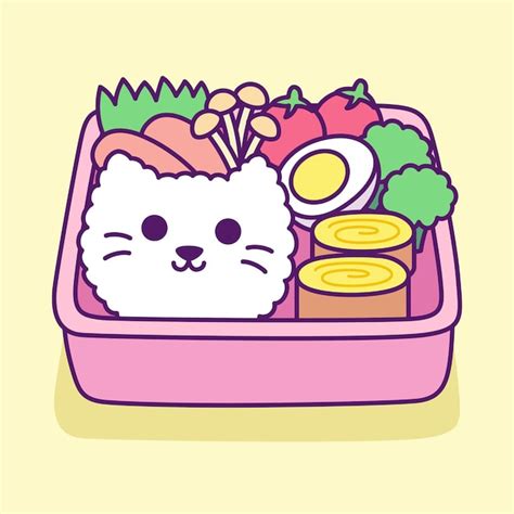 Premium Vector Kawaii Japanese Lunch Box Bento Illustration