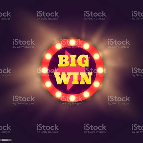 Big Win Retro Banner With Glowing Lamps Vector Stock Illustration