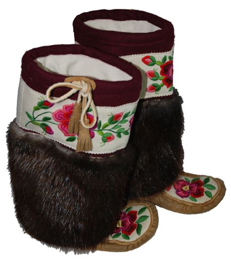 Flower Beaded Moosehide Mukluks Arctic Canada Trading