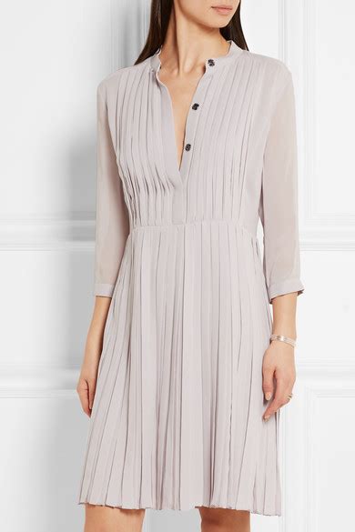 Burberry Pleated Silk Georgette Dress Net A Porter