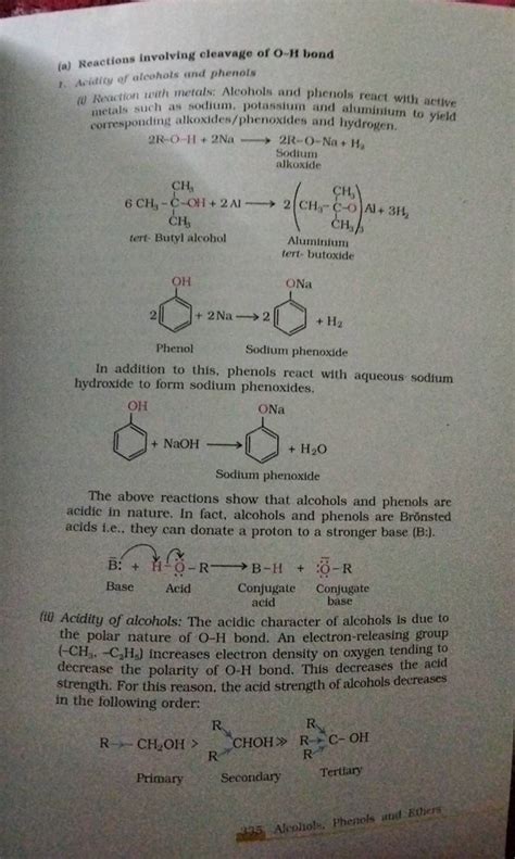 A Reactions Involving Cleavage Of Oh Bond Avidity Of Alcohols And P