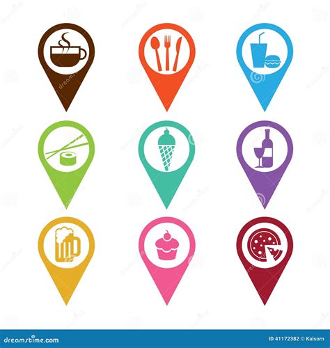 Mapping Pins Icon Food And Drink Stock Vector Illustration Of