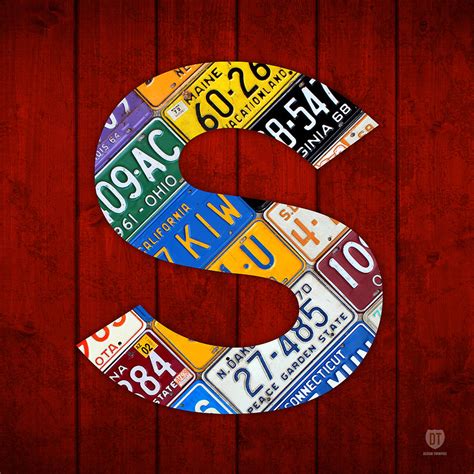 Letter S Alphabet Vintage License Plate Art Mixed Media By Design Turnpike