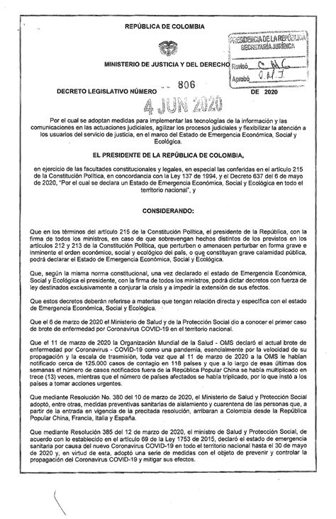 Nuevo Decreto Del De Junio De Rep Blica De Colombia Por