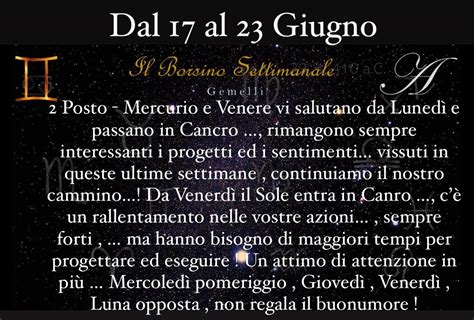 Loroscopo Di Anacleto Il Borsino Delle Stelle Dal 17 Al 23 Giugno