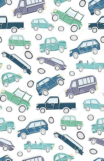 Cute Seamless Pattern Of A Doodle Car Stock Vector Illustration Of