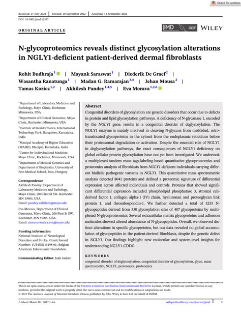 Pdf N‐glycoproteomics Reveals Distinct Glycosylation Alterations In