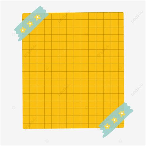 Washi Tapes Hd Transparent Yellow Grid Paper With Flowers Washi Tapes