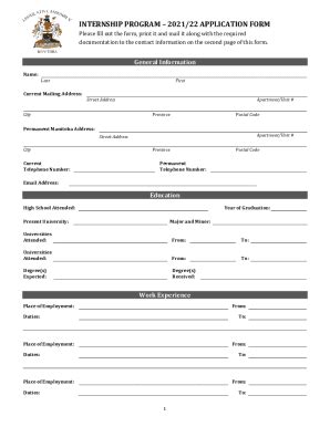 Fillable Online FREE 46 Internship Application Forms In PDFMS WordHow