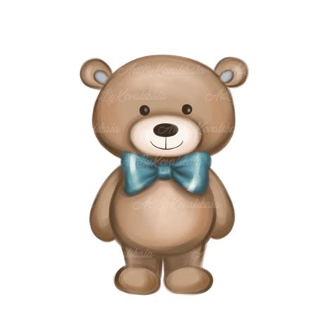 Teddy Bear Clipart Cute Bear Png Baby Shower Boy Digital Download Etsy