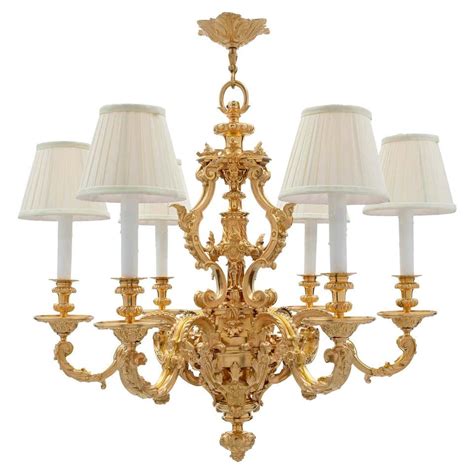 French Renaissance Style Silvered Bronze 6 Light Chandelier For Sale At