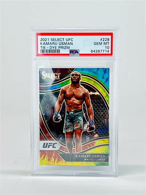 Ufc Panini Select Kamaru Usman Octagonside Tie Dye Prizm Psa