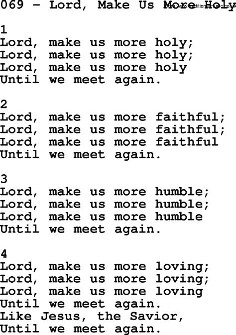 Adventist Hymnal Song 069 Lord Make Us More Holy With Lyrics Ppt