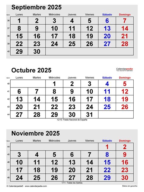 Calendario Octubre 2025 En Word Excel Y PDF Calendarpedia