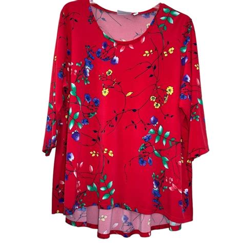 Susan Graver Tops 35 Susan Graver Red Blue Yellow Green Floral