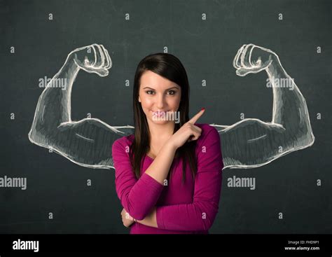 Mujer Con Fuertes Y Musculosos Brazos Dibuj Fotograf A De Stock Alamy