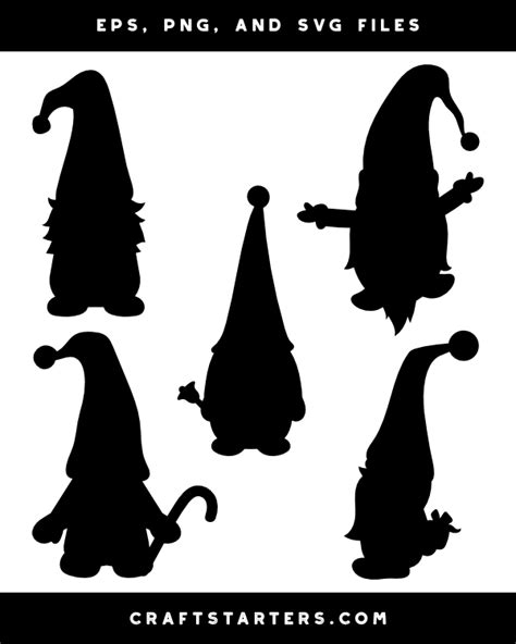 Christmas Gnome Silhouette Clip Art