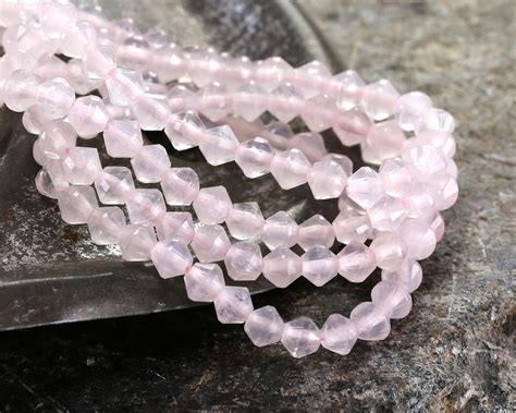 Rose Quartz Faceted Bicone Mm Beads