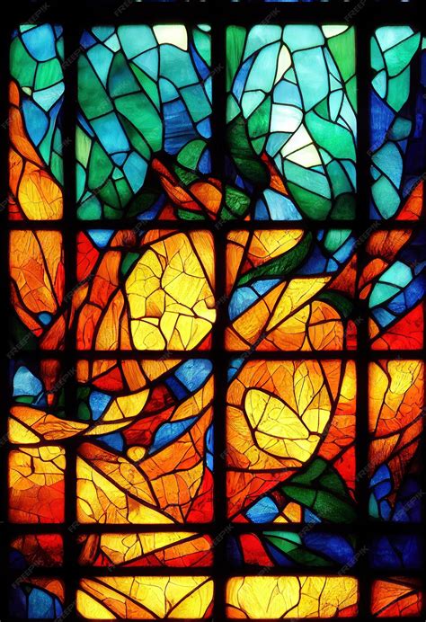 Premium Photo Stained Glass Window Colorful Painting