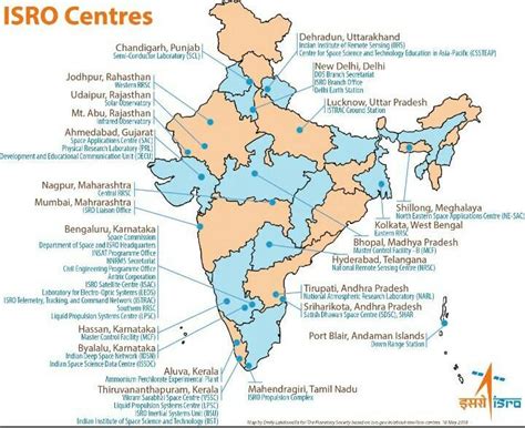 On The Outline Map Of India Show The Location Of Indian Space Research