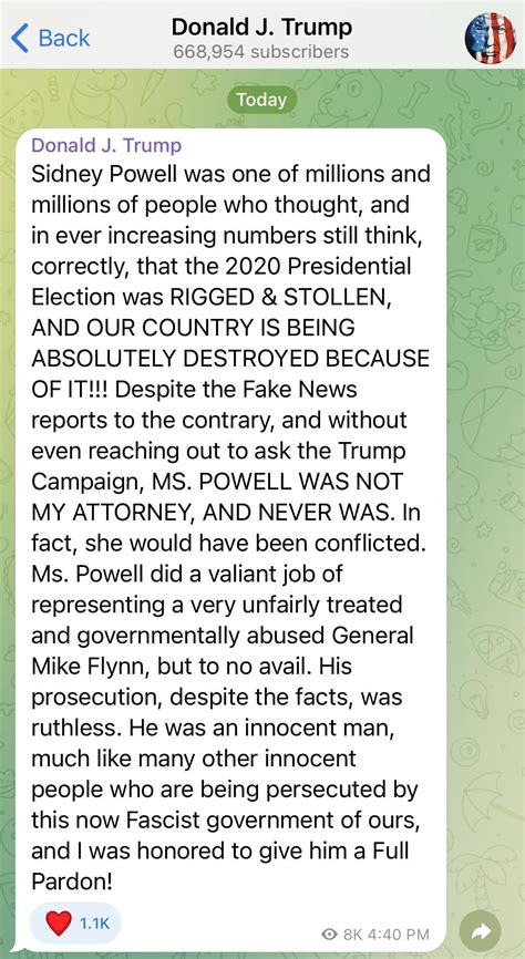 Sidney Powell was never Trump’s lawyer. : r/ParlerWatch