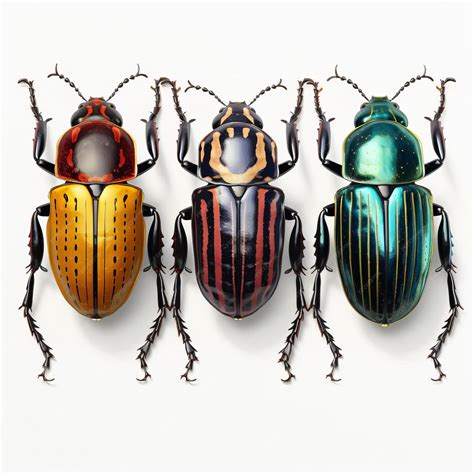 Beetles In 3d Majestic Creatures On Transparent Background | Premium AI