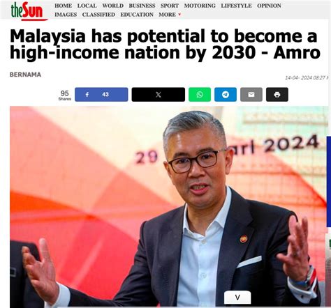 The Sun Daily Malaysia Has Potential To Become A High Income Nation By