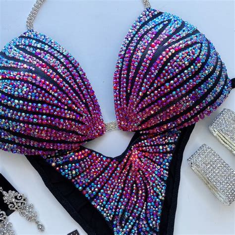 IFBB NPC Competition Figure Bikini Suit Red Bodybuilding Etsy