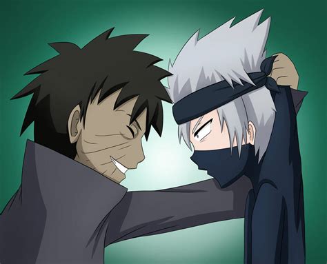 Naruto - Obito and Kid!Kakashi by BlackChecked on DeviantArt