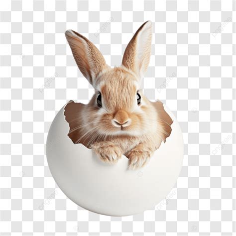 Curious Bunny Peeking Out Of Easter Egg White Background Curious Bunny