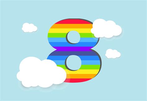 Number 8 Rainbow Counting Learn Object Design Abstract Rainbow Number