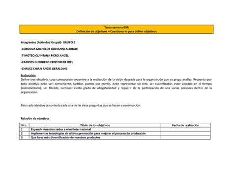 Tareasemana 9 Grupo 4 Tarea semana 9 Tarea semana 09A Definición de