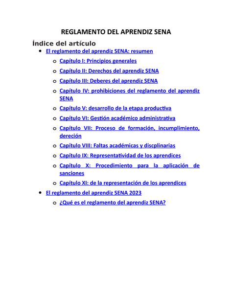 Reglamento Del Aprendiz Sena Reglamento Del Aprendiz Sena Ndice Del